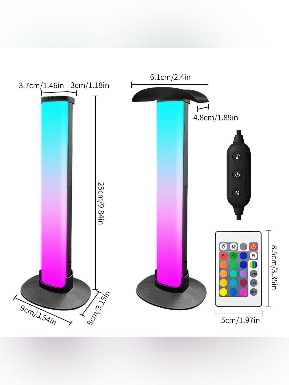 2pcs Adjustable Color Changing RGB LED Light Bars, Multifunctional Ambient Light - Picture 8 of 9